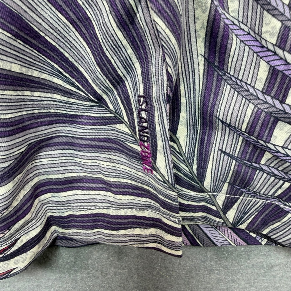 Tommy Bahama IslandZone Mens XL Silk Blend Palm Leaf Print Camp Shirt Purple Red - Picture 3 of 8